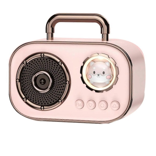 Retro Bluetooth Högtalare Subwoofer Mini Högkvalitativ Skrivbordshögtalare Bärbar Hemhögtalare - Rosa