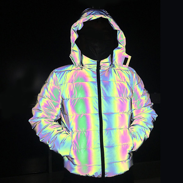 Holografisk Puffer - Holografisk Jacka - Regnbågsjacka - Iridescent Jacka - Reflexjacka - Reflex Puffer Jacka - Puffer Jacka