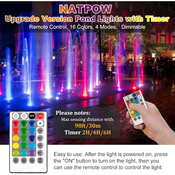 LED dammbelysning, undervattens RGB undervattensbelysning 3 i 1