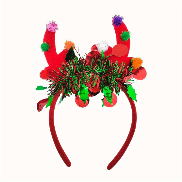 Christmas Pannband Ornaments Christmas Letter Pannband Hair Acce Red-Antlers