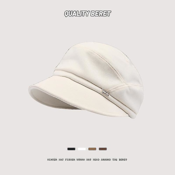 Dam Tjock Basker Newsboy Hat Beige plus fleece