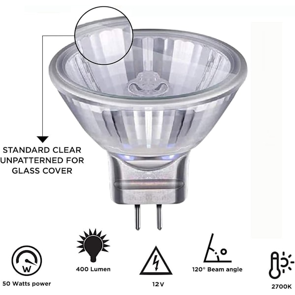 50w Gu5.3 Mr16 Dimbar Halogenlampa Dc 12v Lågspänning 2-Pin Bas Spotlight Reflektor Glödlampor 8