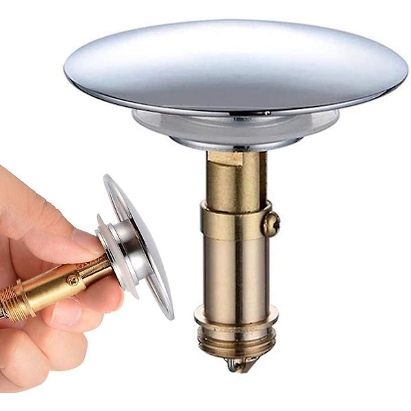 Avloppsplugg i mässing, Badrumsavloppsplugg 66mm Polerad Mässing Krom Pop Click Clack för Badrumskommod Ersättningsbultar
