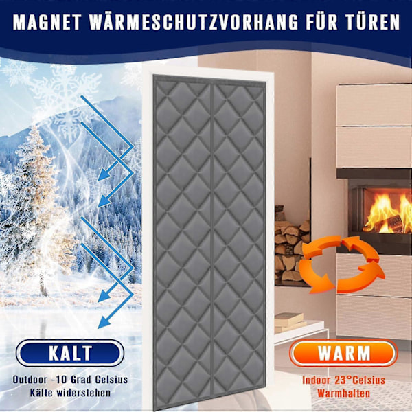 Magnetisk Termisk Dörrgardin, Termisk Gardin Kallskydd Entrédörr, Enkel Självhäftande Installation Utan Borrning, Självförslutande, Handsfree, B
