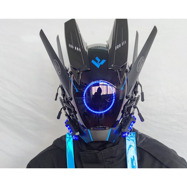 Blå Cyberpunk mask - Cybermask - Samuraihjälm - Taktisk hjälm Cosplay