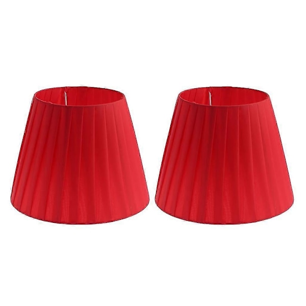 2-pack Helt Röda Bordslampskärmar i Linne för E27 Glödlampa Tillbehör Heminredning