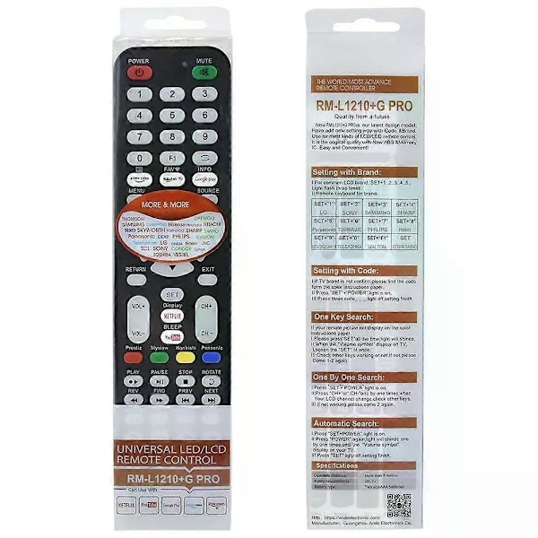 Ny HUAYU RM-L1210+G Pro Fjärrkontroll För Samsung Sony LG Sharp Universal TV