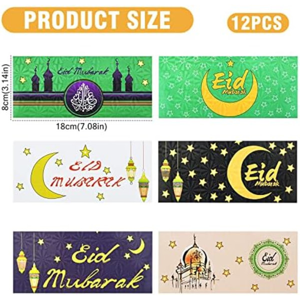 18 stycken Eid Mubarak-kuvert Ramadan Eid Mubarak Pengar och Gi Clear