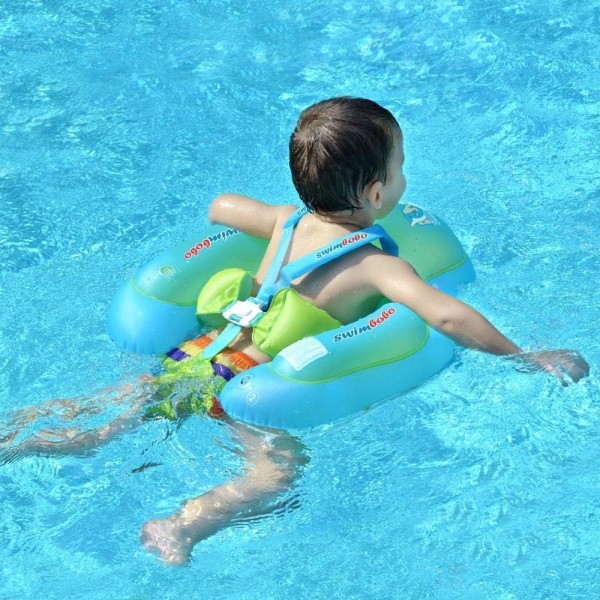 Baby Swim Float Uppblåsbar simring för barn med säkerhetsstöd S Blue L