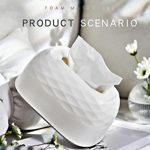Bordsplacerad Tissue Box Lätt Lyx Korrugerad Tissue Box Tissue Förvaringsbox Vit