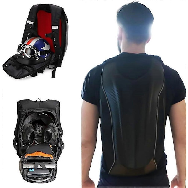 Motorcykel Hardshell Ryggsäck, Vattentät Kolfiber Motorcykelryggsäck för Resor Camping Cykling Förvaring, C