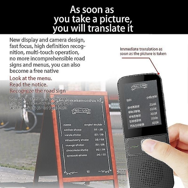 Svart T10 Smart Röstöversättare 14 Länder Offline 13 8 Språk Wifi Foto Smart Röstöversätt