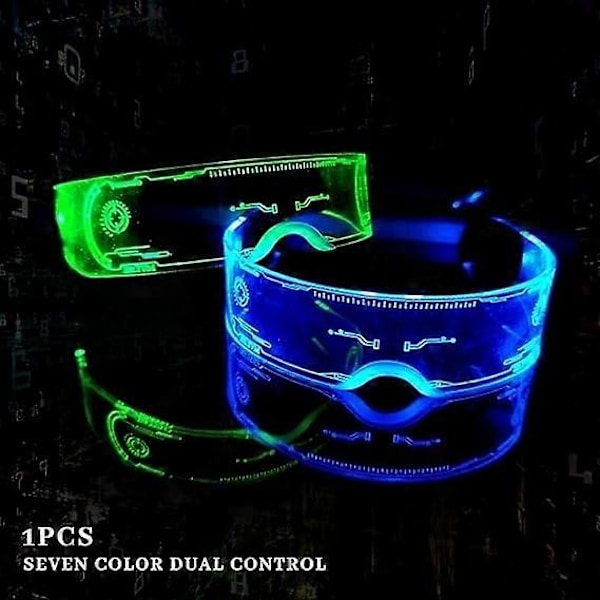 Cyberpunk Glasögon, LED-glasögon, Futuristiska Elektroniska Lysande Glasögon, Färgglada Lysande Glasögon, C