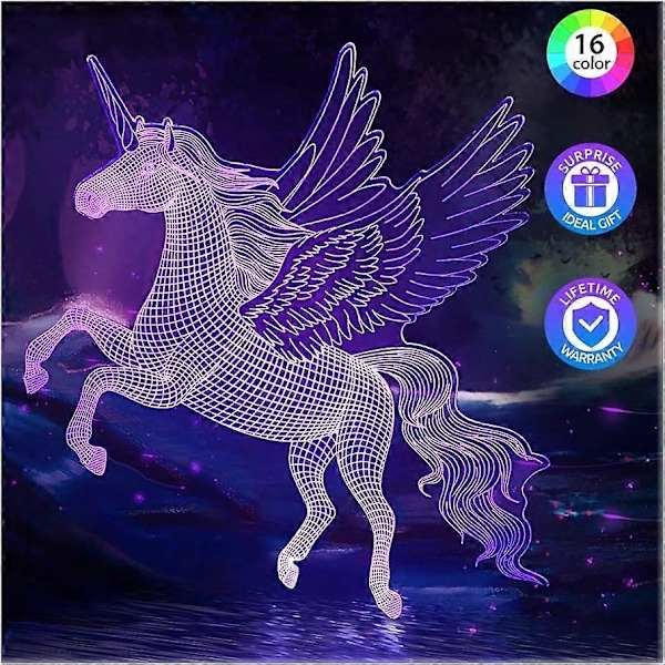 Unicorn Nattlampa Leksak för Flickor - Julklappsidé för Flickor 3 4 5 6 7 8 År Gamla 3D Unic