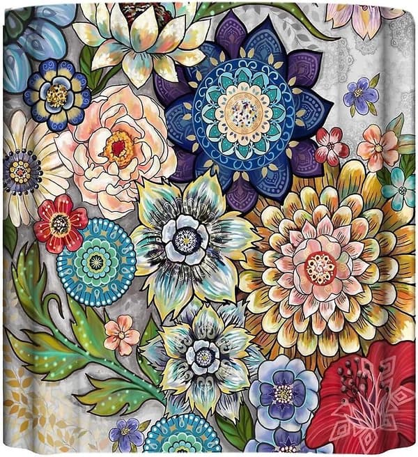 Duschdraperi Bohemisk Stor Blomsterserie 3D Digitaltryck Polyester Vattentätt 180*180H CM