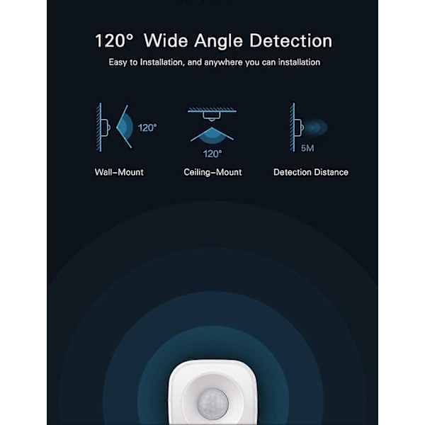 Trådlös WiFi Smart Home PIR Rörelsesensor Detektor Kompatibel med TUYA/Smart Life App