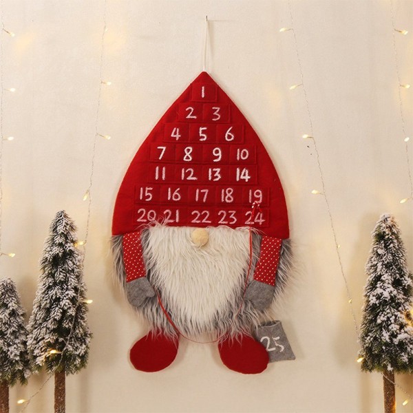 Adventskalender Röd och grå julnedräkningskalenderdörr D