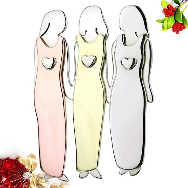 Alloy Sister Broschnål Set: 3 Systrar Klädnål Systerskap Brosch Legering Tröja Bröstnålar BFF B