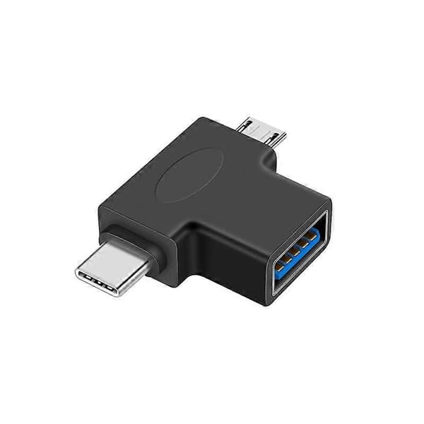 2-i-1 OTG-omvandlare USB 3.0 till Micro USB och Typ C-adapter USB3.0 Hona till Micro USB Hane och USB C/USB3.1 Hankontakt (2-pack)