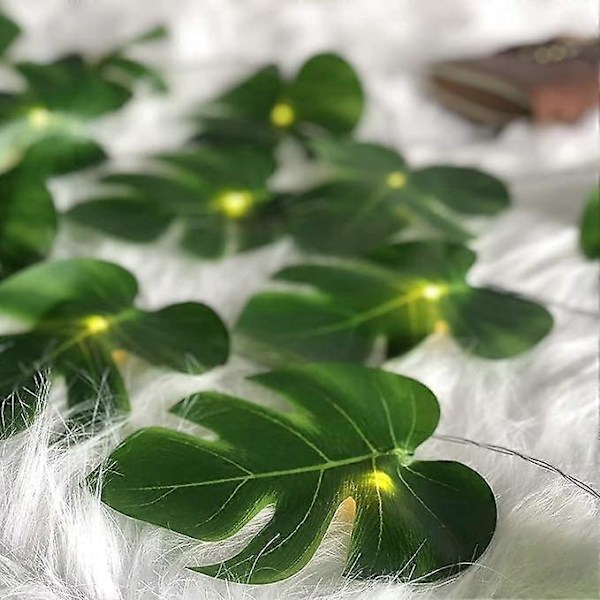 1,5M LED Ljusslinga Palmblad Konstgjord, Konstgjorda Palmblad med 10 LED Ljusslingor Batteri, Tropisk Växt, Safari-blad, Konstgjord Mon