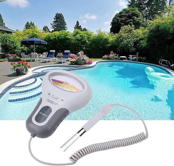 Multifunktionell LCD Digital Tester, PC-102B CL2 - pH Klor Tester för Pool, Spa Vattenkvalitetsanalysator med Sond Digital pH Tester