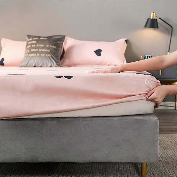Madrasskydd för barn, blå stjärnmåne galax lakan för enkelsäng resårmadrass för upp till 25-30 cm madrass, rosa-180*200*27cm