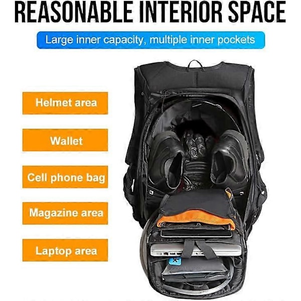 Motorcykel Hardshell Ryggsäck, Vattentät Kolfiber Motorcykelryggsäck för Resor Camping Cykling Förvaring, C