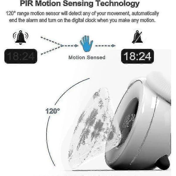 2023-rörelsesensor Sunrise Väckarklocka med Dimbar Auto-off Nattlampa, Digital LED