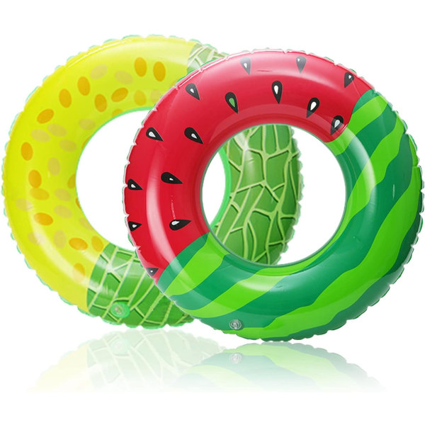 2 delar uppblåsbar vattenmelon simring, uppblåsbar pool flytande, Sw Red