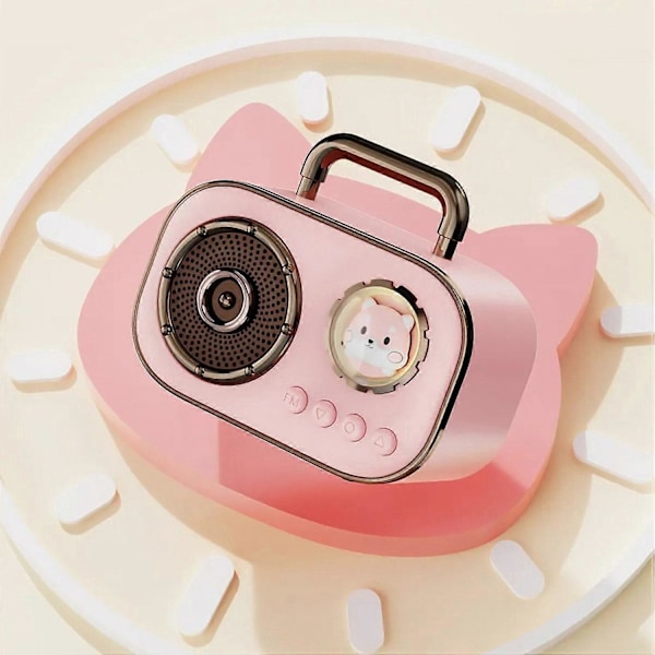 Retro Bluetooth Högtalare Subwoofer Mini Högkvalitativ Skrivbordshögtalare Bärbar Hemhögtalare - Rosa
