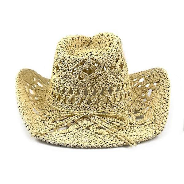 Dam/Herr Handgjord Piercad Cowboyhatt Bredbrättad Solhatt-svart