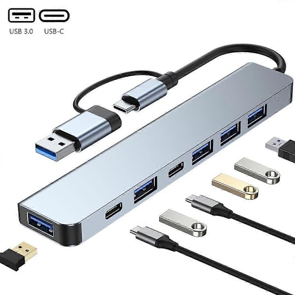Aluminium 7 i 1 USB-hubb