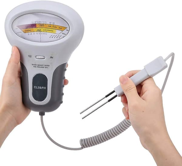 Multifunktionell LCD Digital Tester, PC-102B CL2 - pH Klor Tester för Pool, Spa Vattenkvalitetsanalysator med Sond Digital pH Tester