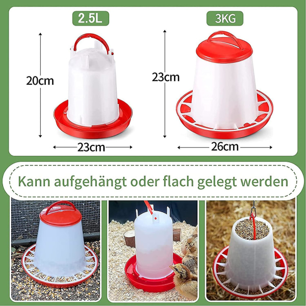 Set med 2,5 L dricksbehållare och 3 kg matare, matare för C