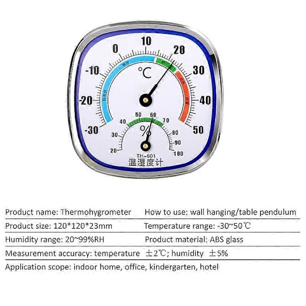 Analog Termometer Hygrometer Temperaturmätare Inomhus Utomhus Fuktighetsmätare R9JF