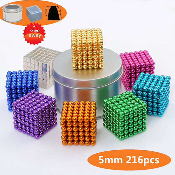 5mm 216st Nya Metaballs Magic Buck Diy Pinnar Bollar Block Kub Designer Konstruktion Byggleksaker Färgstarka Konster