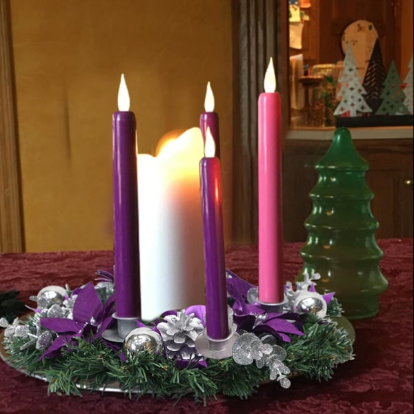 Juladventskrans, 13 tums adventsljusstake i silver, Chri Purple