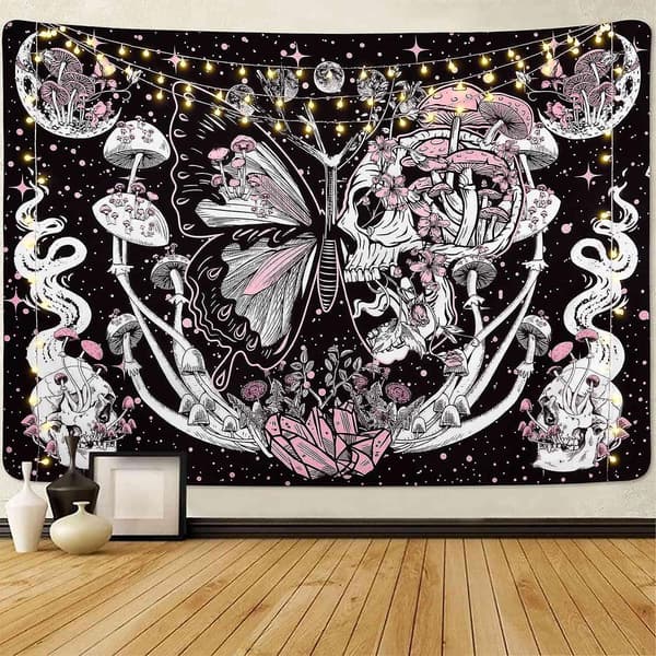 Skull Hippie Svamp Gobeläng 130 x 150 cm