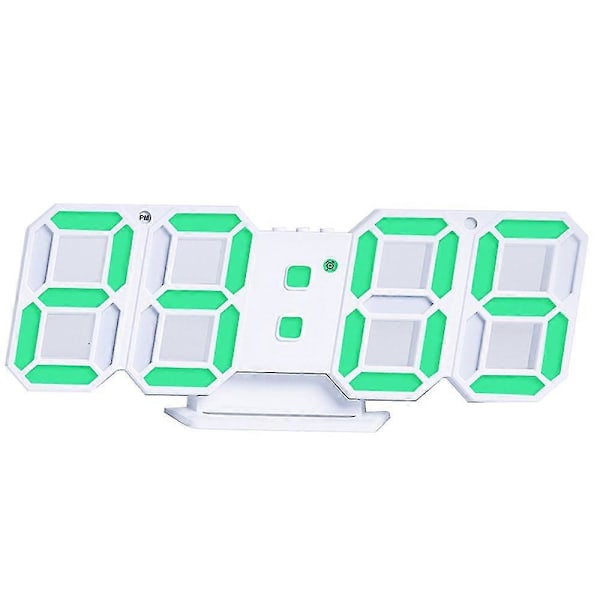 3D Digital Väckarklocka, LED-väggklocka med tid och 3 automatiska justeringar