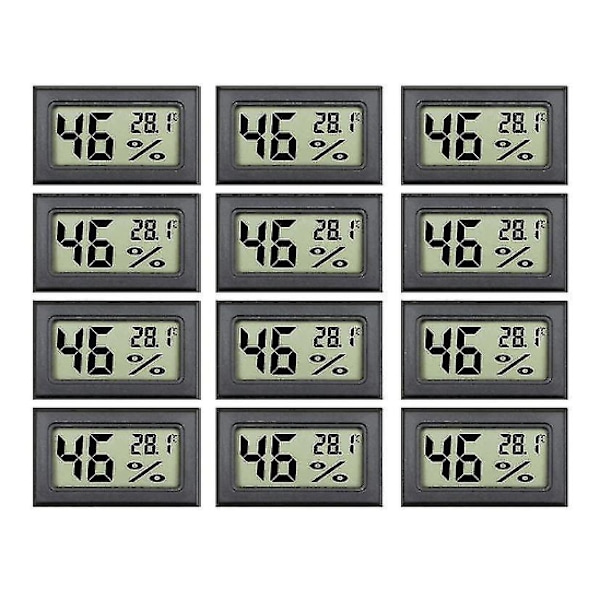 12-pack Mini Små Digitala Elektroniska Temperatur- och Luftfuktighetsmätare Inomhus Termometer Hygrometer LCD-Display Celsius Zfule53