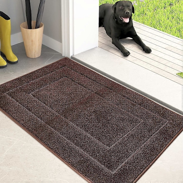 Dörrmatta 50 x 80 cm, Halkfri/Glidsäker Maskintvättbar Entrématta, Superabsorberande Välkomstmatta för Smutsiga Våta Skor och Tassar Brun