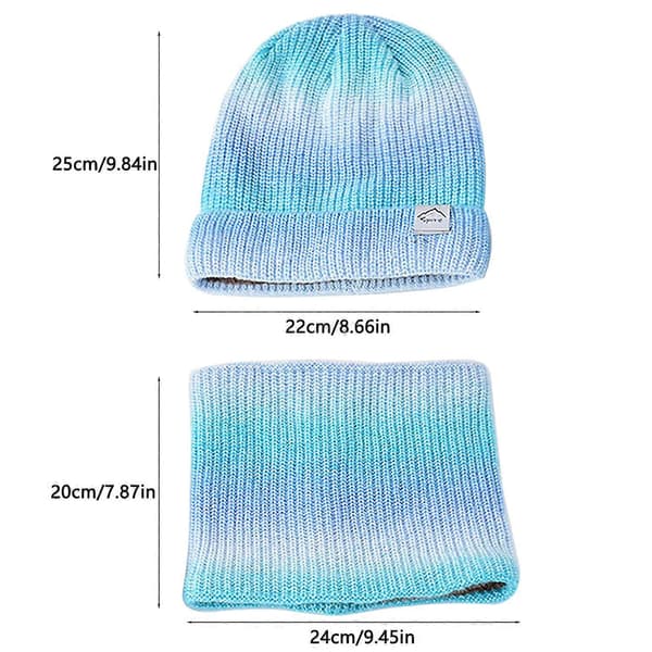 Vintermössa stickad mössa med halsduk dam varm mössa beanie höst vinter halsduk och mössa set 56-60CM, kostym gradvis orange