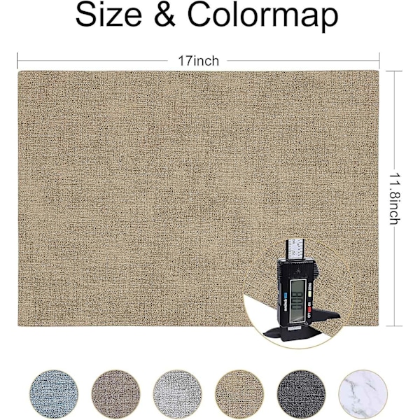 Värmebeständiga Placemats i Konstläder för Matbord Set om 6, Vattentäta Torkbara Tvättbara PU Tab