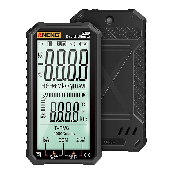 ANENG 620A 4,7-tums Stor LCD-skärm Automatisk + Manuell Intelligent True RMS Digital Multimeter Resistans Diod Kapacitans Temperatur Frekvens Testare