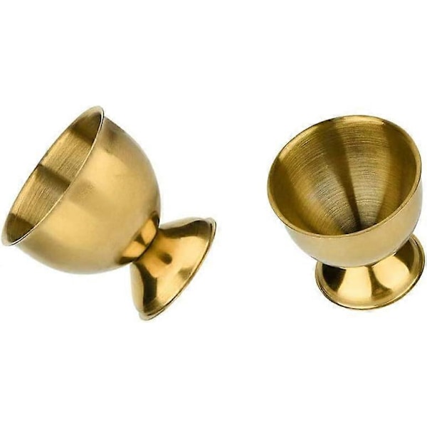 Äggkoppar Set, Äggkoppshållare i rostfritt stål för löskokta ägg, Äggkoppbricka, 5 x, för kök (Guld)