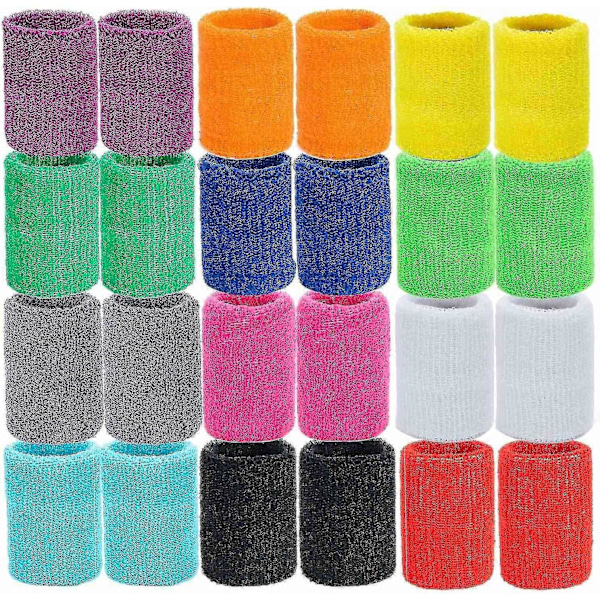 12 Par Svettåliga Armband Bomull Sportarmband Svettabsorberande Armband För Pojkar Flickor ,