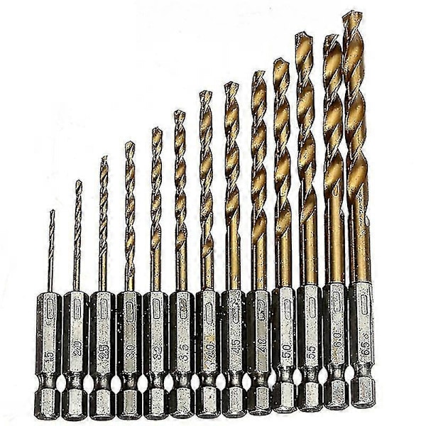 13 st Höghastighetsstål HSS Hex Skaft Borr 1,5-6,5 mm Borrsats Twist Borrar