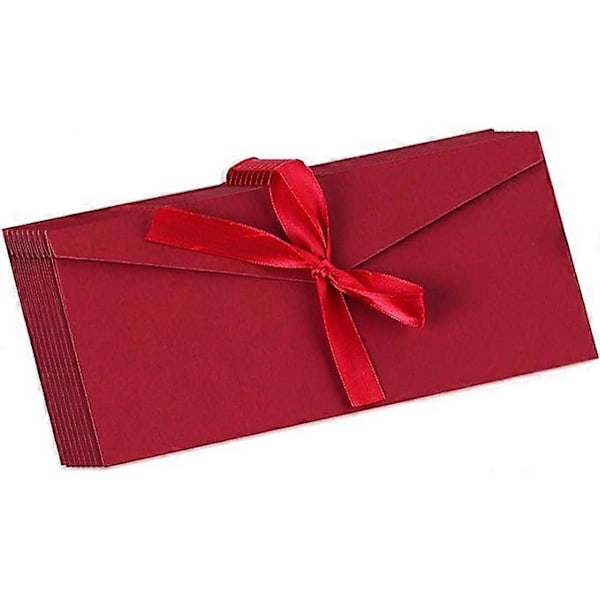 Förpackning med 10 vintage kuvert med rosett 22 x 11 cm kraftpapper vackra kuvert långa för bröllopsinbjudningskort meddelandekort fest födelsedag jul