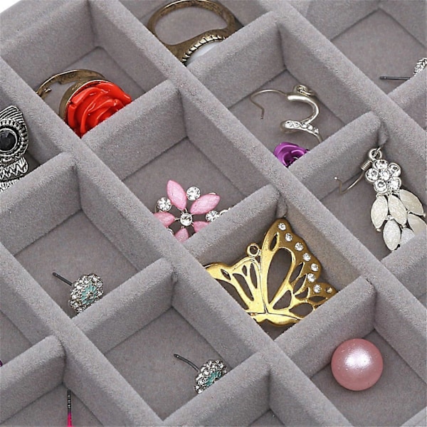 24 Fack Sammet Glas Ring Örhänge Smyckeskrin Örhänge Förvaringslåda Organizer Displaybox, En Styck,