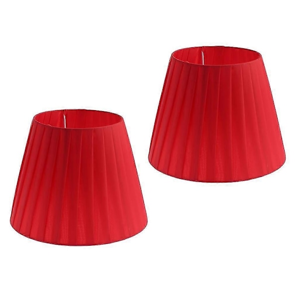 2-pack Helt Röda Bordslampskärmar i Linne för E27 Glödlampa Tillbehör Heminredning